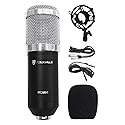 Rockville RCM01 Pro Studio Condenser Microphone, 200 Ohm, Cardioid Pattern, Metal Shock Mount, 30Hz-20kHz Frequency, XLR and 3.5mm Cables, for Vocals