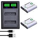 Batmax 2pcs NP-BG1 Battery + LED USB Dual Charger with Type C Port for Sony NP-BG1 SONY DSC-H3 DSC-H7 DSC-H9 DSC-H10 DSC-H20 DSC-H50 DSC-H55 DSC-H70