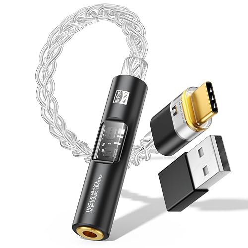MoKo USB C to 3.5mm Audio Adapter - Dual Chip CX31993 MAX97220 DAC & HiFi Amplifier, Type C to Headphone 3.5mm Aux Jack Dongle for Android iPhone iPad