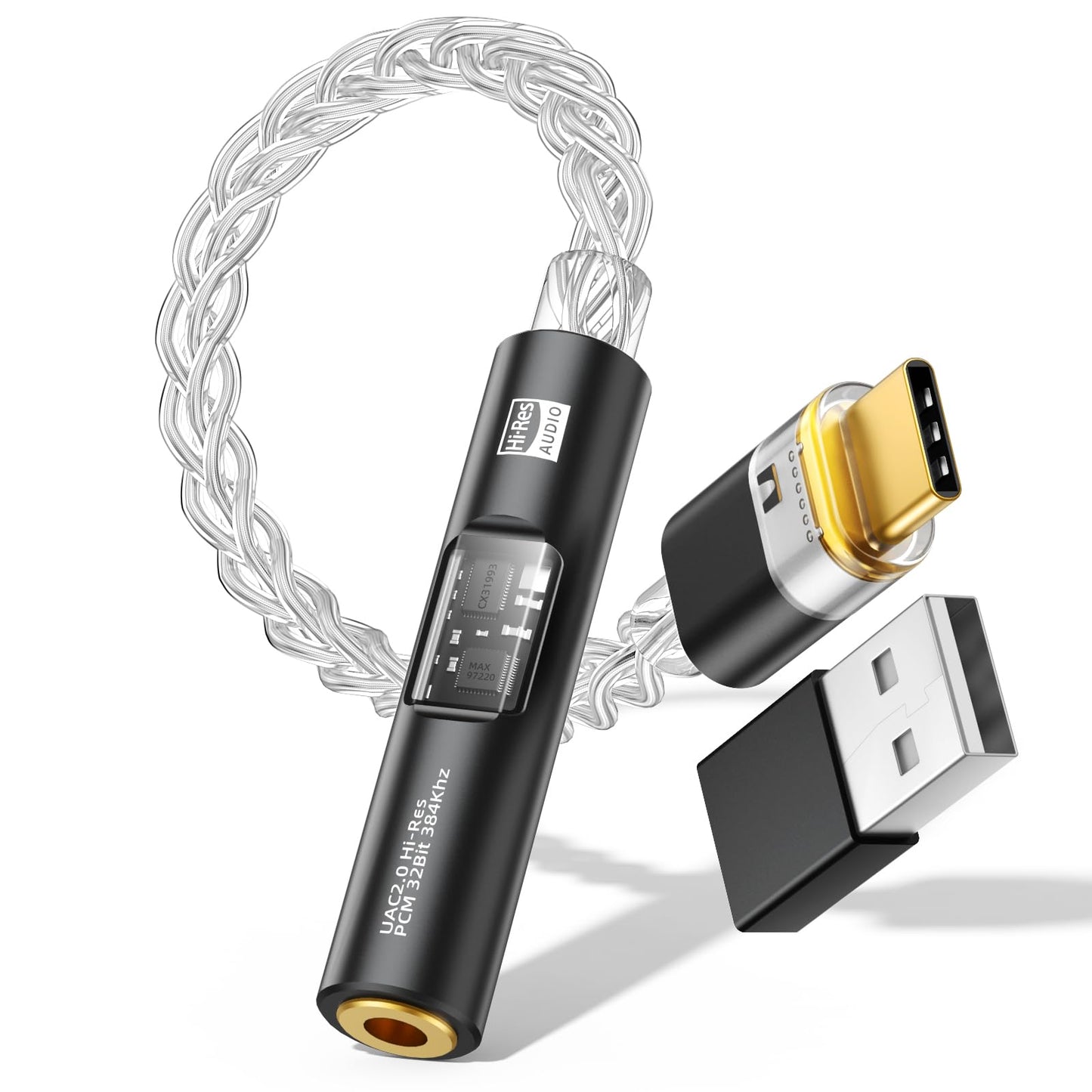 MoKo USB C to 3.5mm Audio Adapter - Dual Chip CX31993 MAX97220 DAC & HiFi Amplifier, Type C to Headphone 3.5mm Aux Jack Dongle for Android iPhone iPad