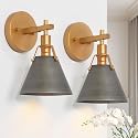 GEPOW Gold Wall Sconce 2 Pack, Modern Antique Wall Mounted Light Fixture for Bedroom, Bathroom, Living Room, and Hallway, Vintage Brass and Brushed