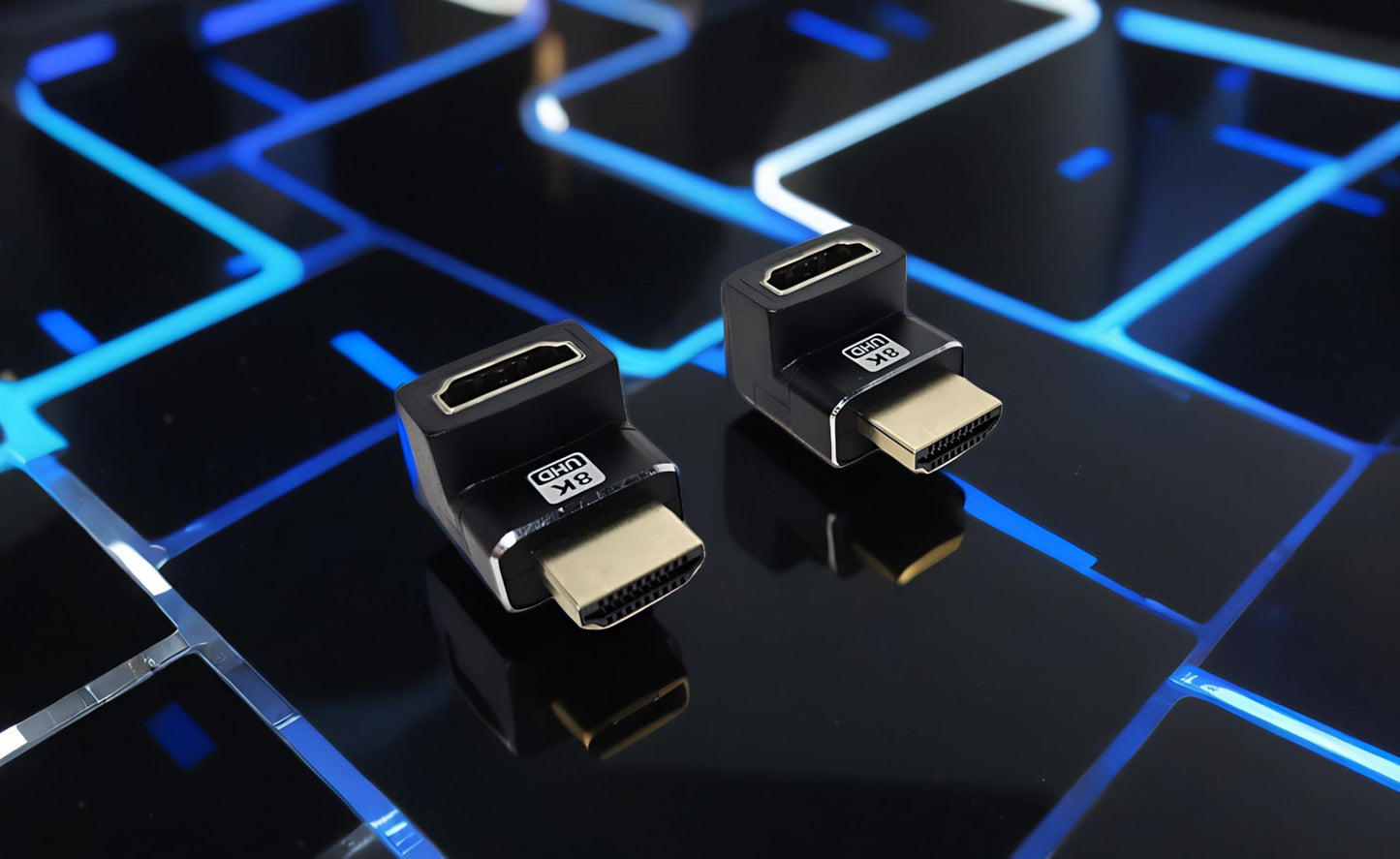 YCS basics 2 Pack HDMI Male to HDMI Female 90-Degree Angle Adapter UHD 8K