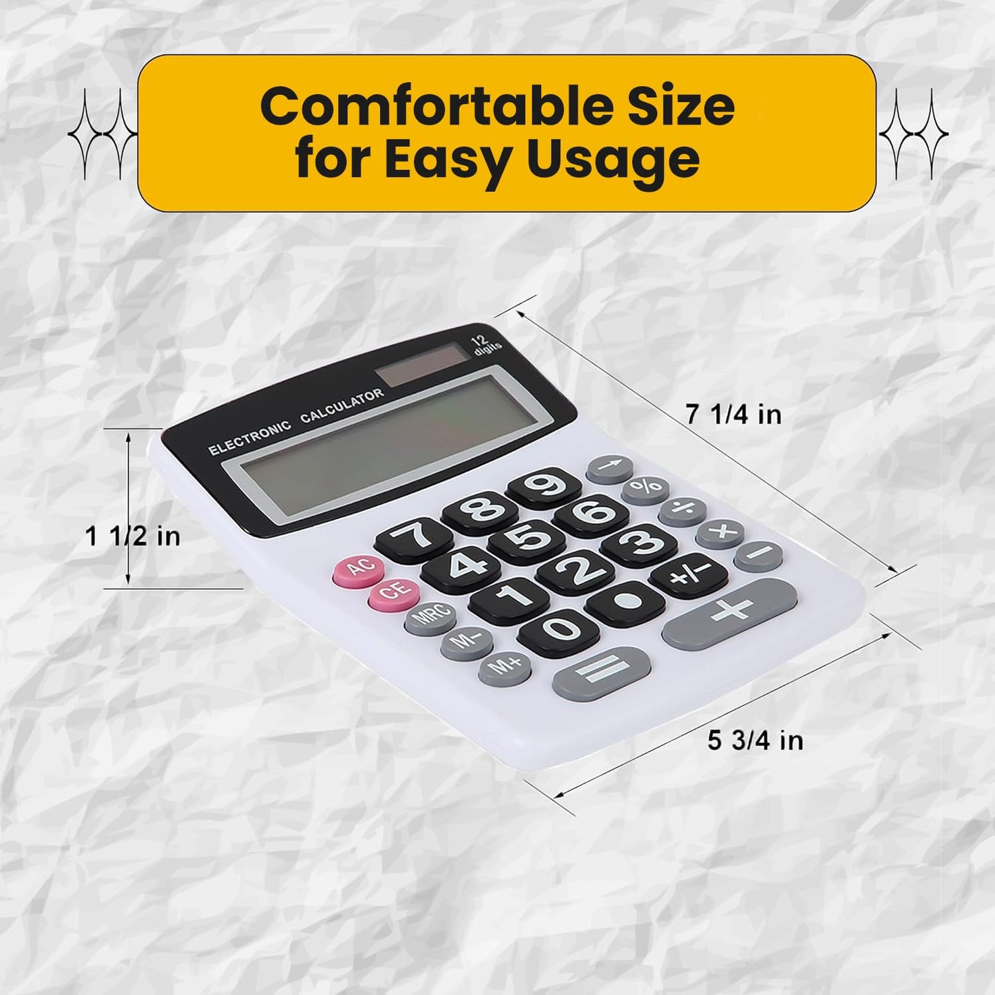 Lily' Home Jumbo 12 Digit with Solar Power, Large LCD Display - Desktop Calculator, Dual Power, Large Button Design, Battery Operation, Easy-to-Read