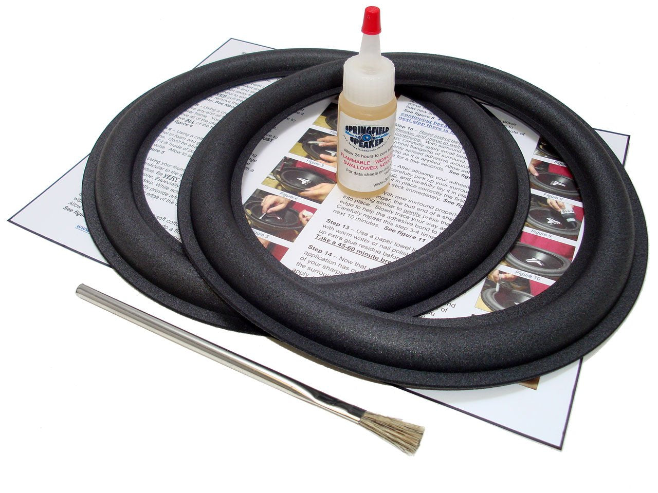 Springfield Speaker 10" Subwoofer Foam Surround - 2 Speaker Kit - Repair Kit - Compatible with JL Audio 10W0, 10W3, 10W3v2, 10W4, 10W6, 10W8, 1010