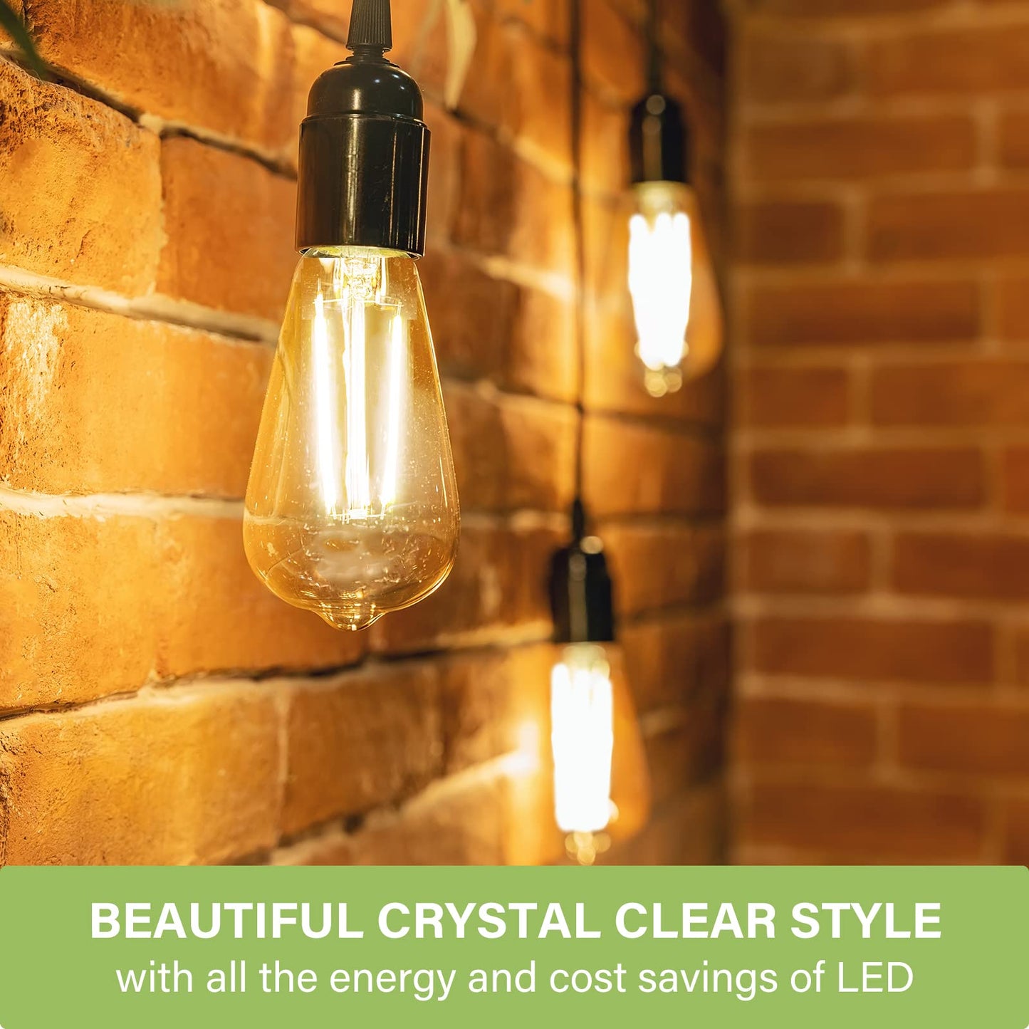 Sigalux Edison Bulbs, E26 LED Bulb ST58 Filament Clear Non-Dimmable Vintage Light Bulbs 40W Equivalent 400LM Soft White 2700K 15, 000hrs 4 Pack