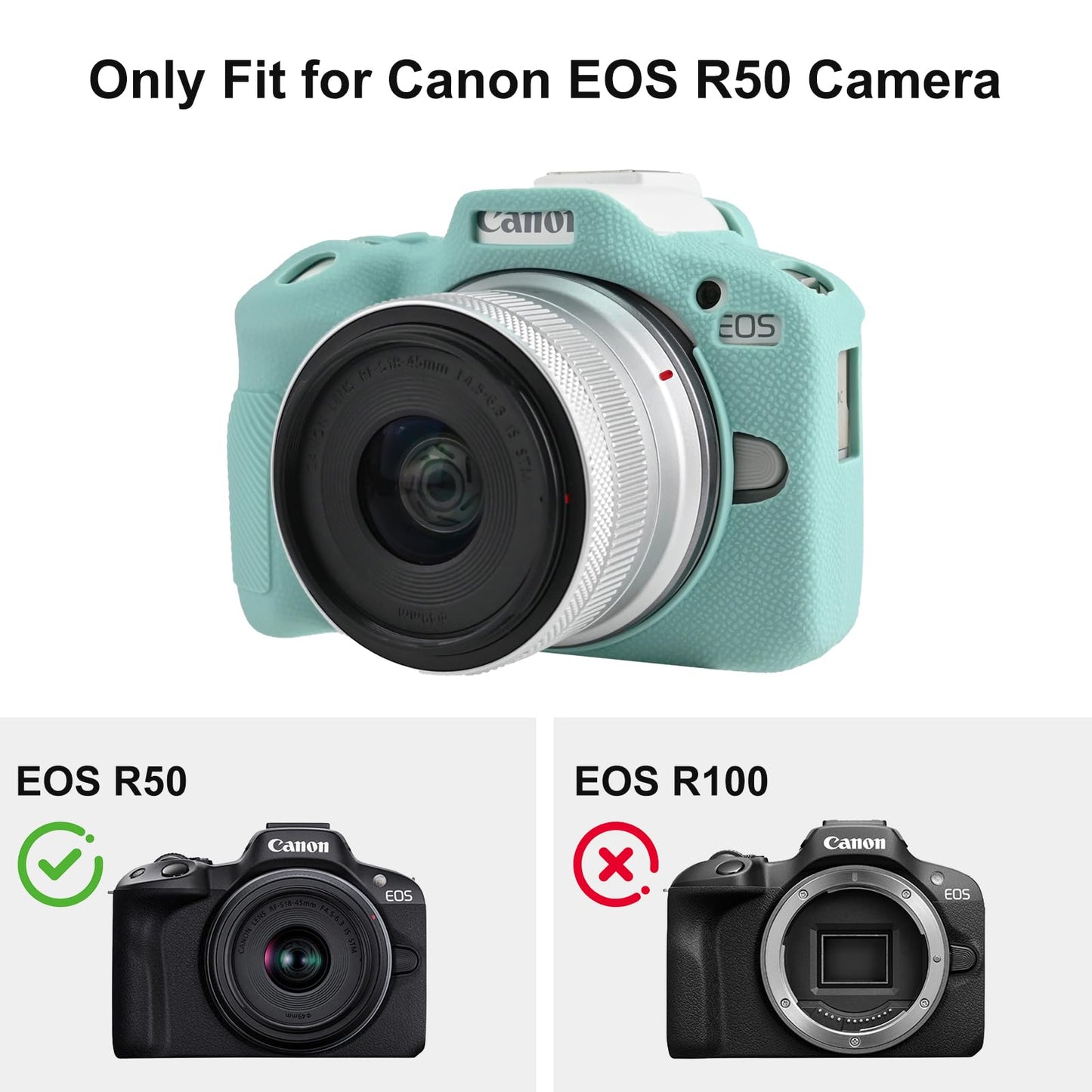 EONORY EOSR50 EOS R50 Camera Case Accessories Kit, Lightweight Silicone Protective Case with Strap Wrist, Anti-Scratch Slim Fit Soft Cover for Canon