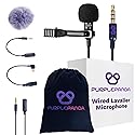 Purple Panda Wired Lavalier Microphone Omnidirectional - Attachable Lapel Mic Compatible with GoPro, DJI, Insta360, Tablet, iPad, DSLR, Camera, Ideal