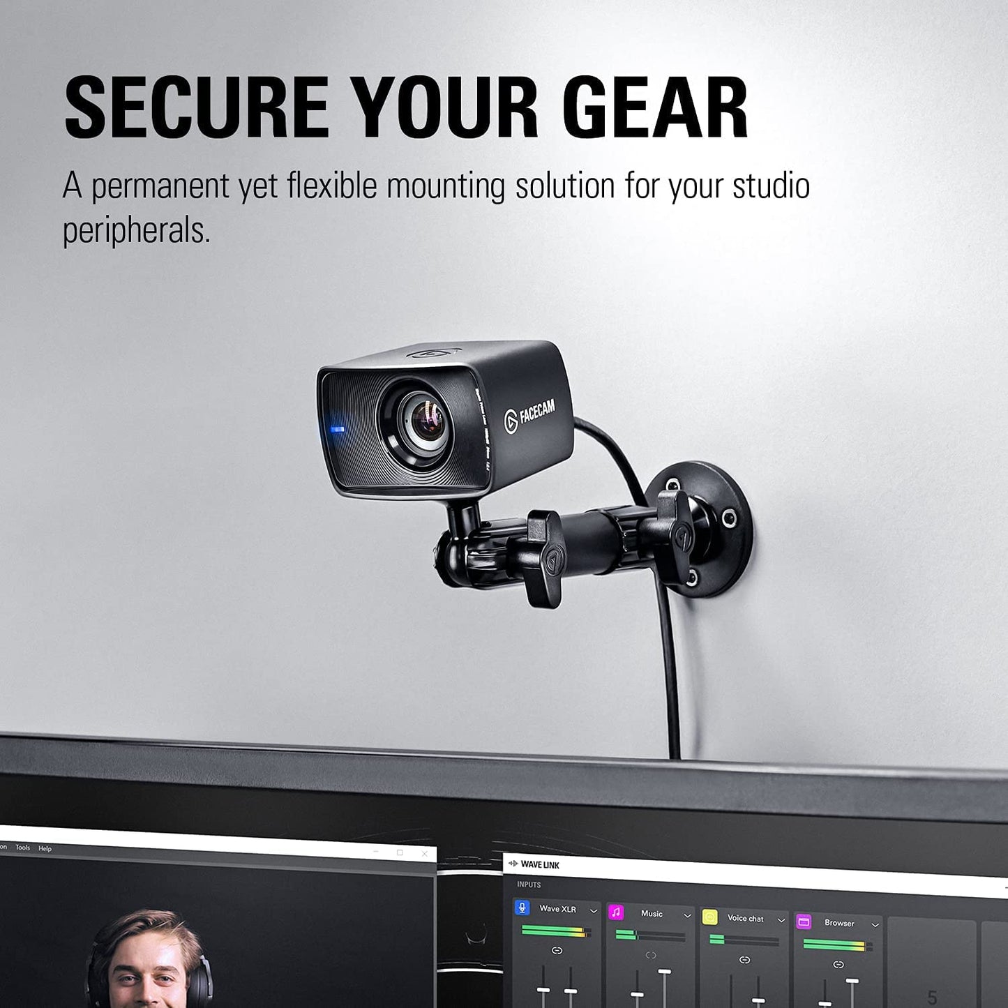 Elgato Wall Mount - Sturdy Horizontal Articulated Arm with 1/4 inch Thread for Easy Mounting and Adjusting of Lights, Cameras, and Microphones
