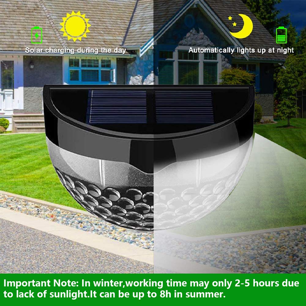 KBP Solar Fence Lights Outdoor Decorative Garden Lights Waterproof Wall Lights for Patio, Yard, Stairway (Black)