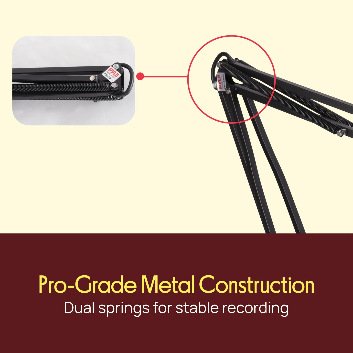 Pyle Suspension Mic Boom Stand Pro - Scissor Spring Arm Microphone Stand with Shock Mount, Adjustable Tilt & Extension, Perfect for Podcasts