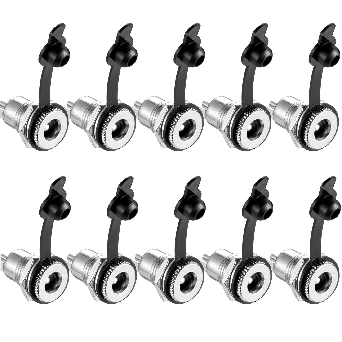 qofowin 5.5 x 2.1 MM 10A DC Power Jack Cord Socket Threaded Female Mount Connector Adapter with Waterproof Cover Cap