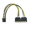 YiKaiEn Dual SATA to 8 Pin (6+2 Pin) Video Card GPU Power Supply Cable 8.6inch 22cm (1 Pack)