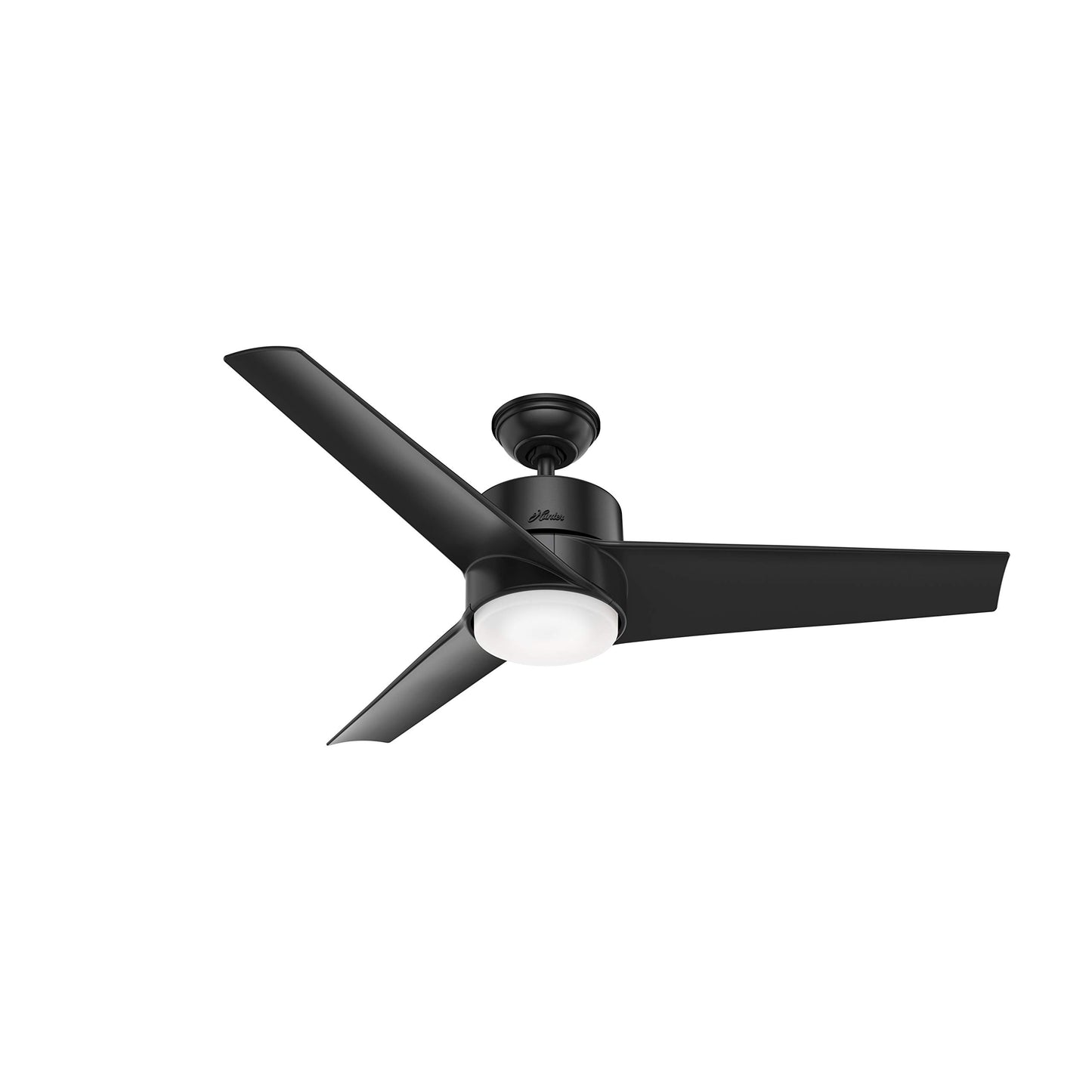 Hunter Fan 54 in. Contemporary Matte Black Indoor/Outdoor Ceiling Fan with Light Kit (Renewed)