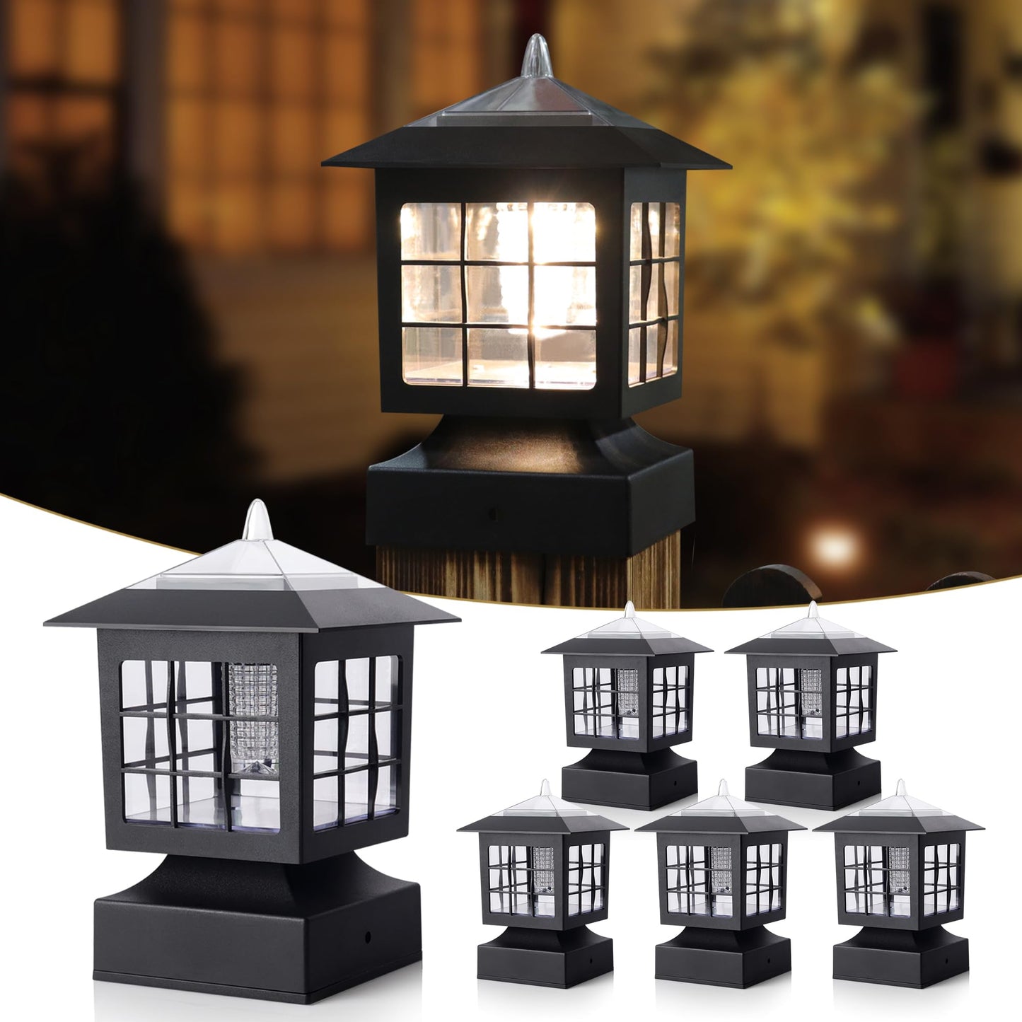 KMC KMC LIGHTING KS101X6AA Solar Post Cap Lights Outdoor for Yard Post Fence Waterproof 20 LUMENS Each 6 Pack