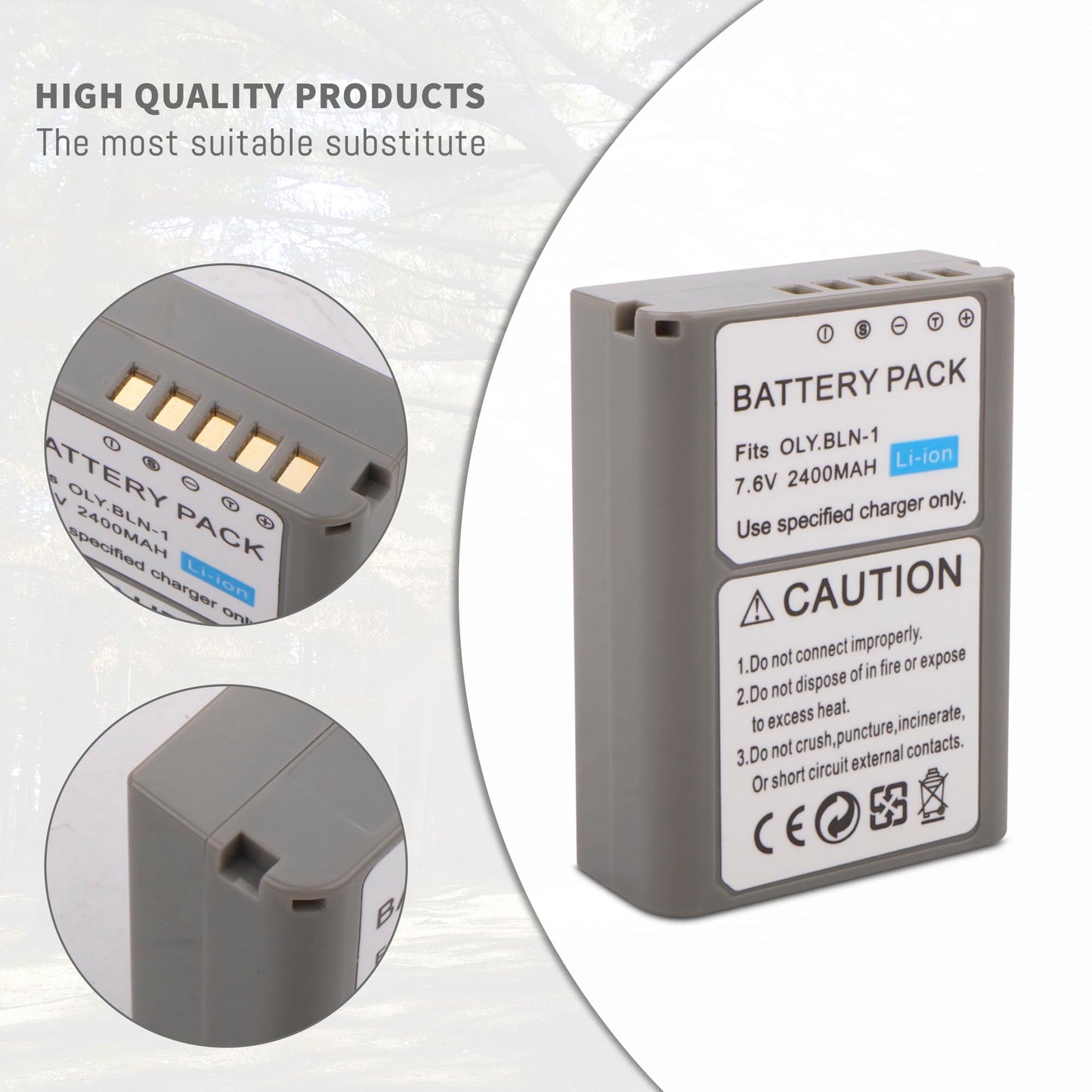 DFTIM 2Pack BLN-1 Battery with Dual Fast Charger Compatible for Olympus BLN-1, BCN-1, for Olympus OM-D E-M1, OM-D E-M5, Pen E-P5 E-M5 MKII
