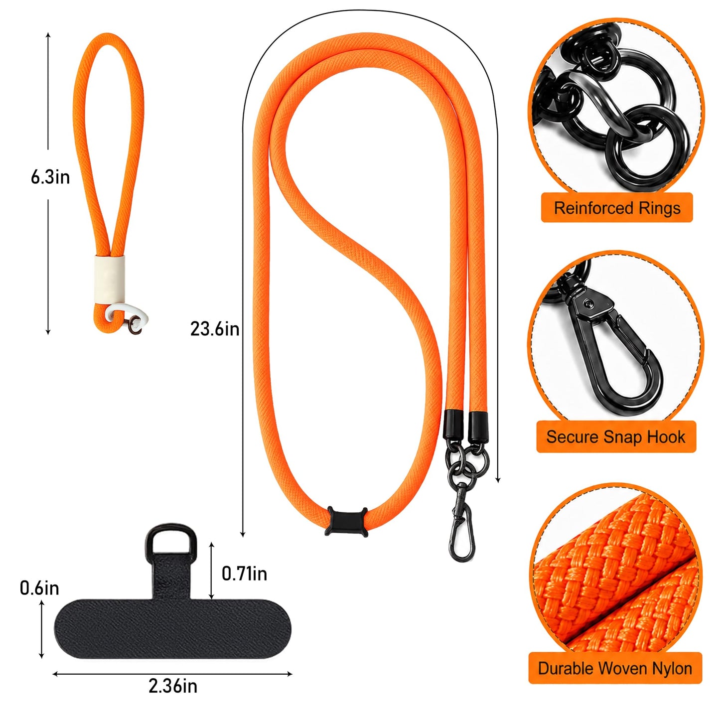 HOYAWU Phone Lanyard 4 Pack, 2 Long & 2 Short Neck Straps, 4 Phone Patches, Universal Phone Strap for Phone Cases, Keys, ID Badges, Cell Phone Lanyard