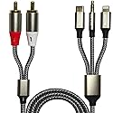 DUOYUTING 3 in 1 Audio Cable, iOS Phone/3.5mm AUX/USB C to 2 RCA,Stereo Audio Adapter for iPhone/Type C Phone/AUX to Amplifier/Sound Box & Home