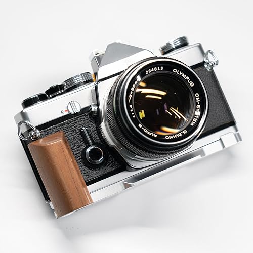 Handmade Wooden Wood Hand Grip L Alloy Base Plate for Olym pus OM2 OM1 OM-1 OM-2 Camera Holder (Walnut + Silver Base)