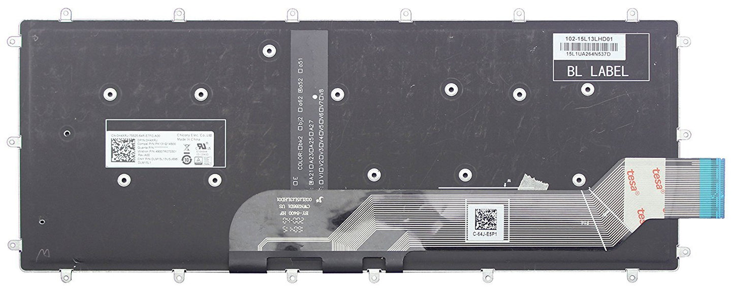 New US Black Backlit English Keyboard (Without Frame) Replacement for Dell Inspiron 13 5368 5378 7368 7378 Light Backlight