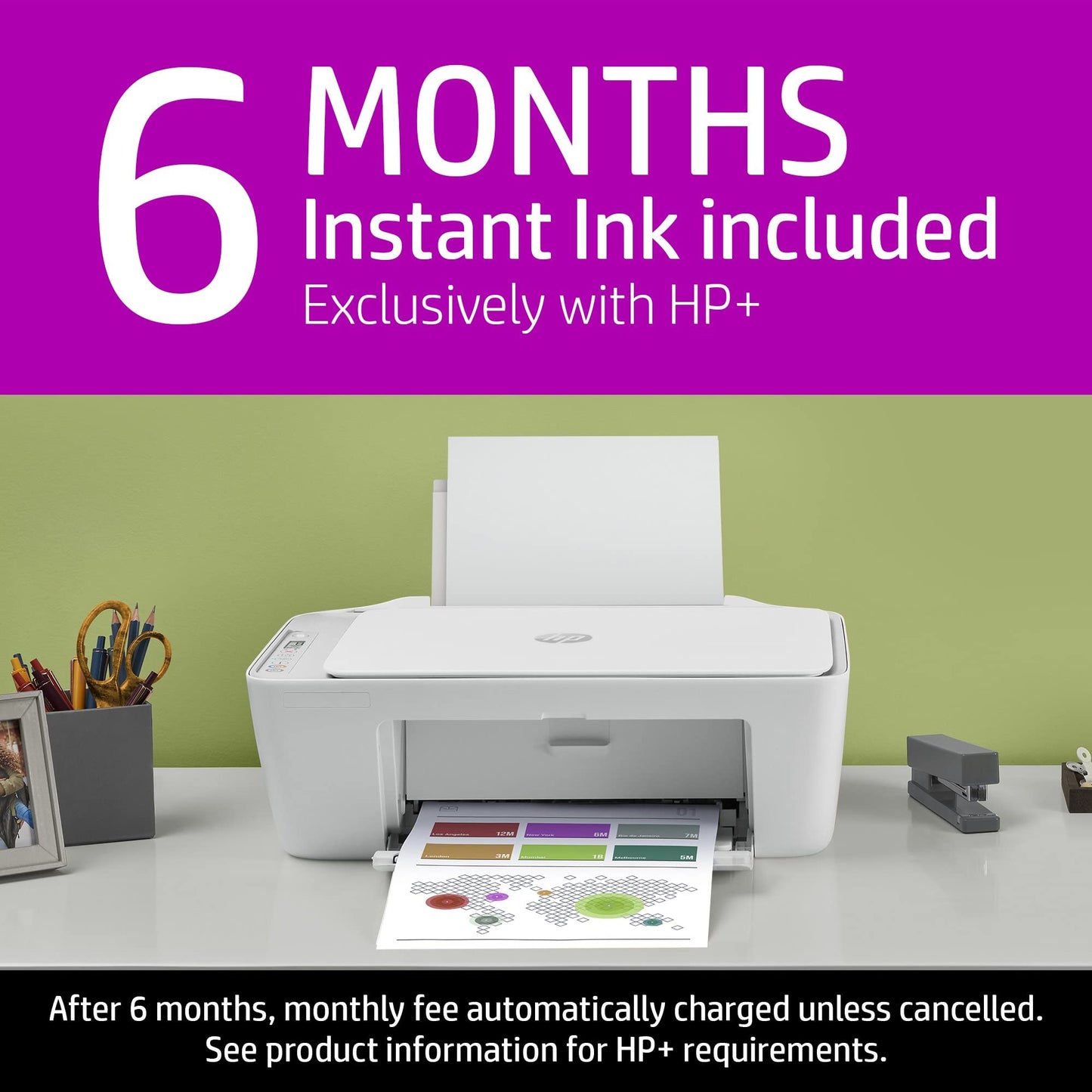 HP DeskJet 2752e Wireless All-in-One Instant Ink Ready Color Inkjet Printer, Black - Print Scan Copy - WiFi, Bluetooth, USB Connectivity, Icon LCD