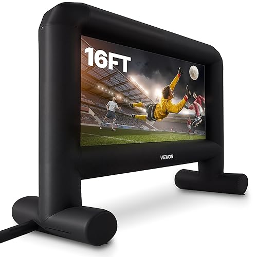 VEVOR 16FT Inflatable Movie Screen Outdoor, Inflatable Projector Screen with Portable Storage Bag, 16:9 Easy Set Up Movie Projection for Outdoor