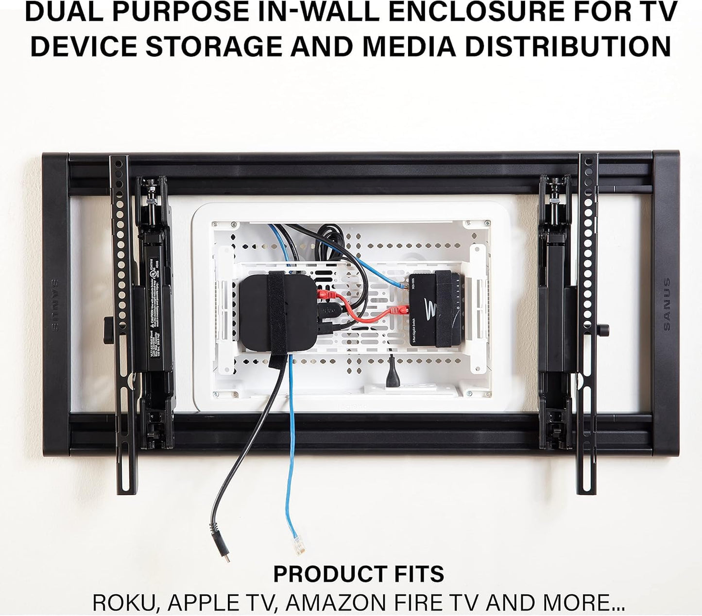 Legrand - OnQ 9" In-Wall Media Box For Device & Cable Management - Structured Wiring Enclosure With Customizable Knockouts - Includes Removable