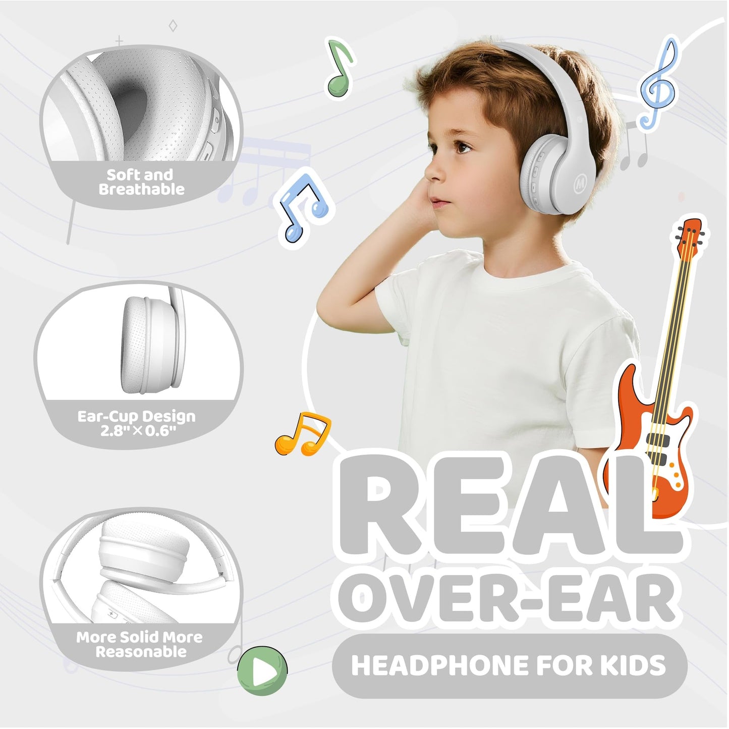 Mokata Headphones Kids Bluetooth 5.4 Wireless Play Time 68H Safe Volume Limit 85/94dB Over-Ear Foldable Headset,Fast Charging,with Aux Cord Built-in…
