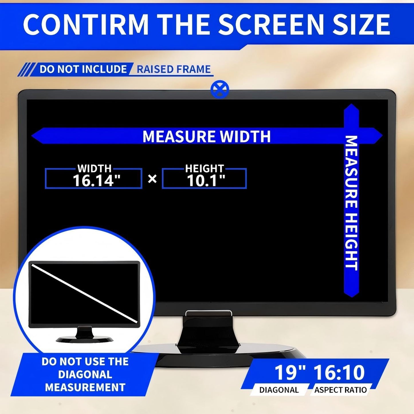 JiSiTeCai 19" Computer Privacy Screen Filter for 16:10 Widescreen Monitors - Premium Anti-Glare Computer Screen Cover: Anti-Glare - Anti-Scratch - UV