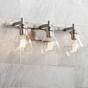 Possini Euro Design Danvers Modern Wall Mount Light Brushed Nickel Silver Hardwired 21" Wide 3-Light Fixture Clear Glass Globe Shade for Bathroom