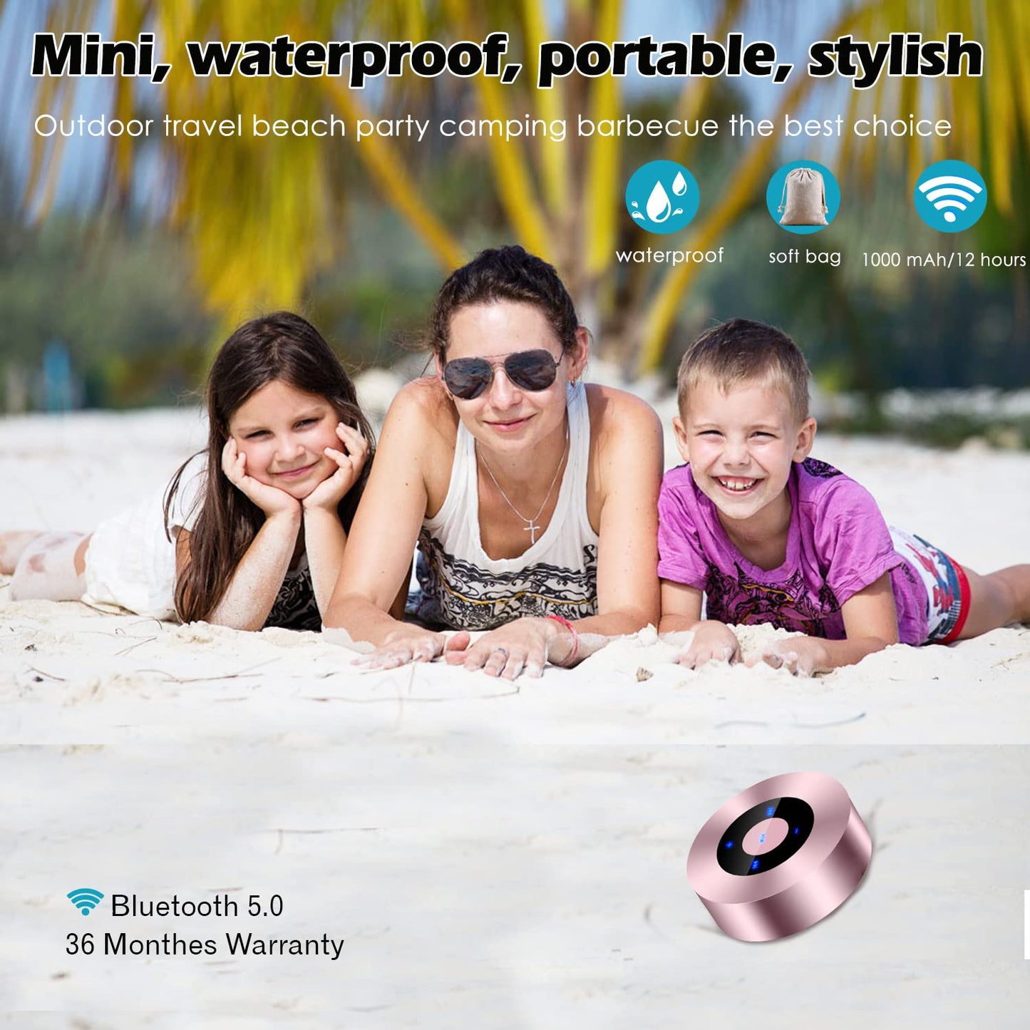 YIDAOYI Smart LED Touch Play Bluetooth Speaker Portable Wireless Speaker with HD Sound/12-Hour Playtime/Bluetooth 5.0/TF Card Support,