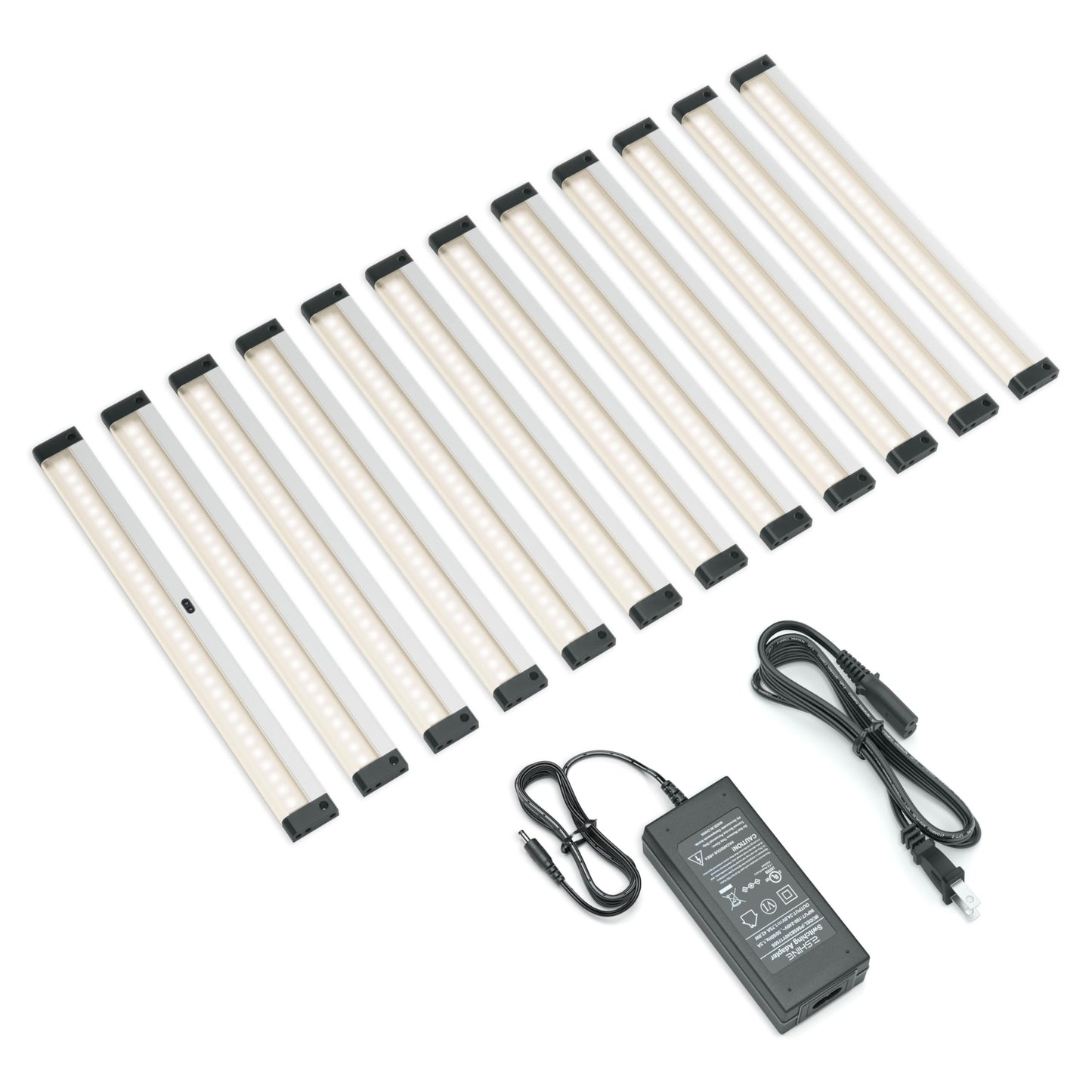 EShine Hand Wave Activated Under Cabinet LED Lighting Kit, Dimmable, 12-Pack 12 in - Touchless Dimming Control, Black Under Counter Lights