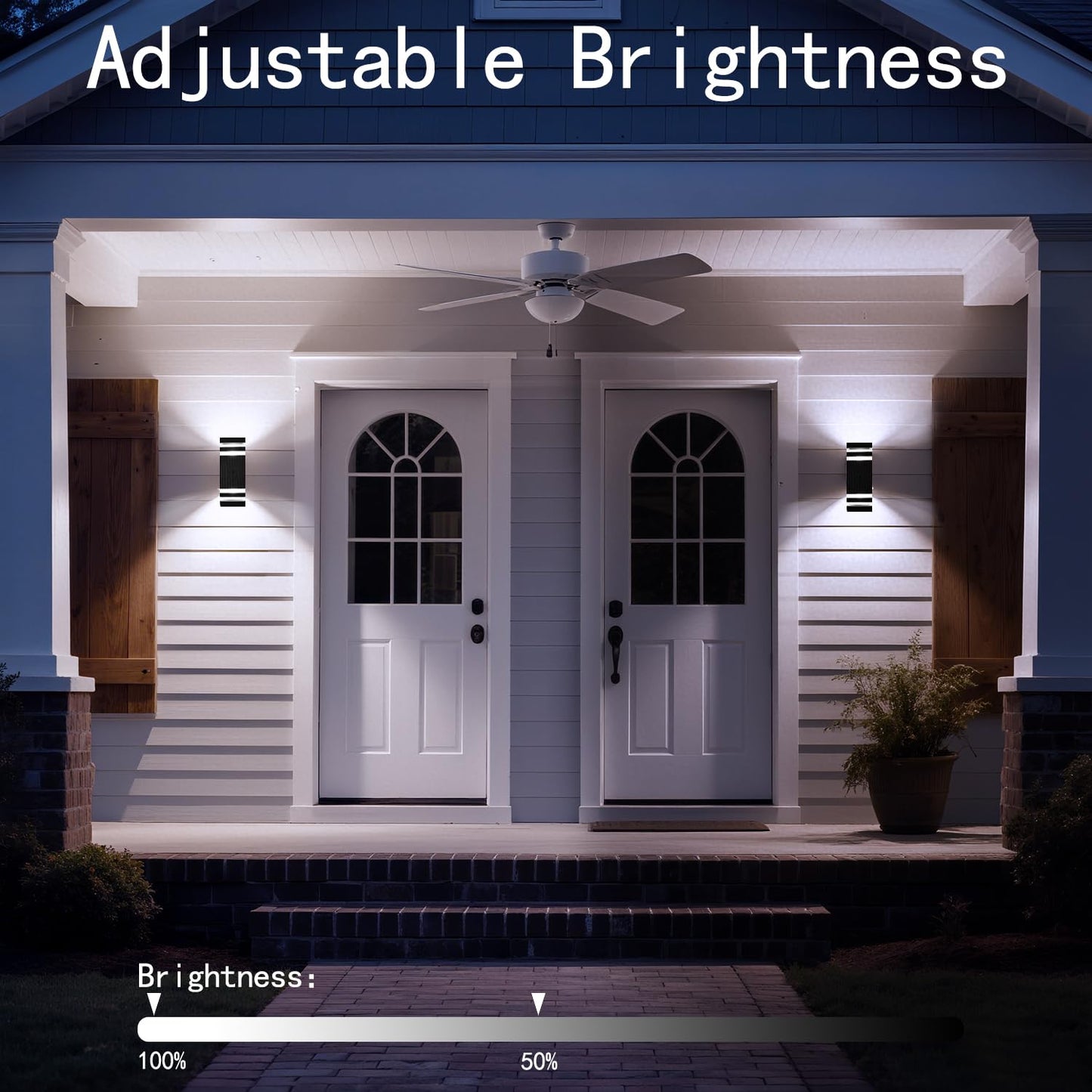 Motion Sensor Outdoor Wall Lights, Dusk to Dawn Up and Down Sconce, Black Aluminum Exterior Light Fixtures with GU10 LED Bulbs, Waterproof Modern