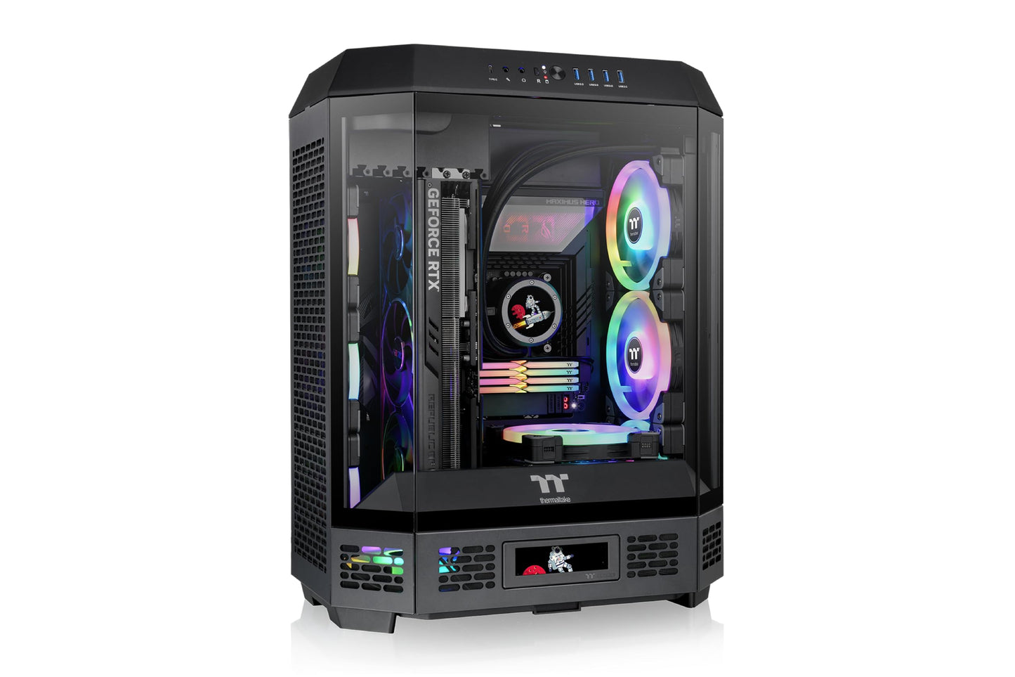 Thermaltake Tower 600 Black Mid-Tower ATX Case; 3 Tempered Glass Panels; Hidden-Connector Motherboard Support; Rotational PCI-e Slots;
