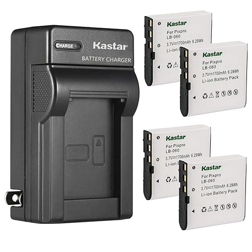 Kastar 4-Pack Battery and AC Wall Charger Replacement for GE GB-60 Battery, GE GE X600 GE General Imaging Power Pro X600 Digital Camera SOSUN Sosun