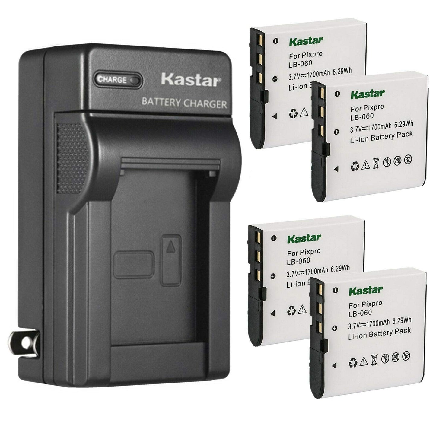 Kastar 4-Pack Battery and AC Wall Charger Replacement for GE GB-60 Battery, GE GE X600 GE General Imaging Power Pro X600 Digital Camera SOSUN Sosun