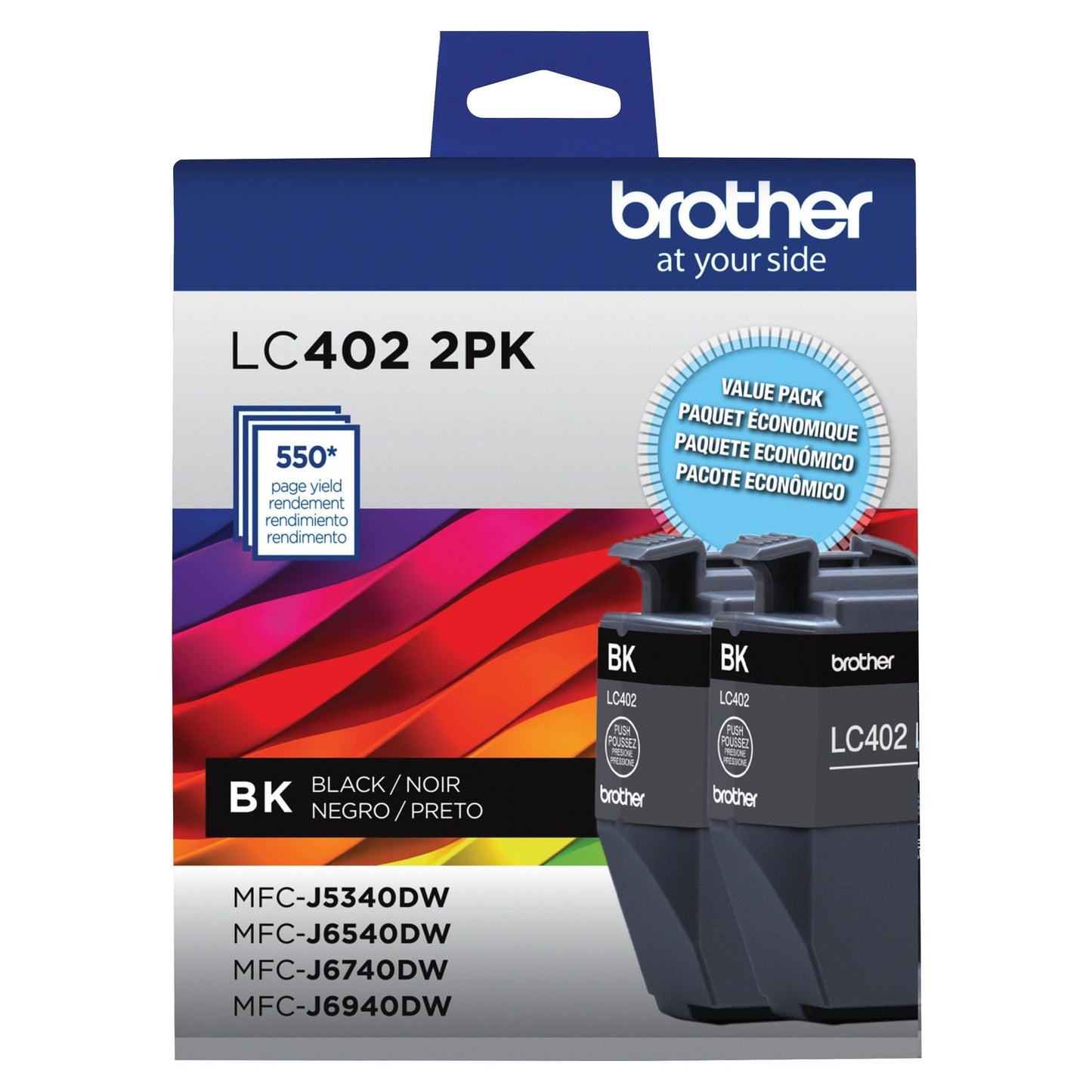 Brother Genuine LC402 2PK 2-Pack of Standard Yield Black Ink Cartridges
