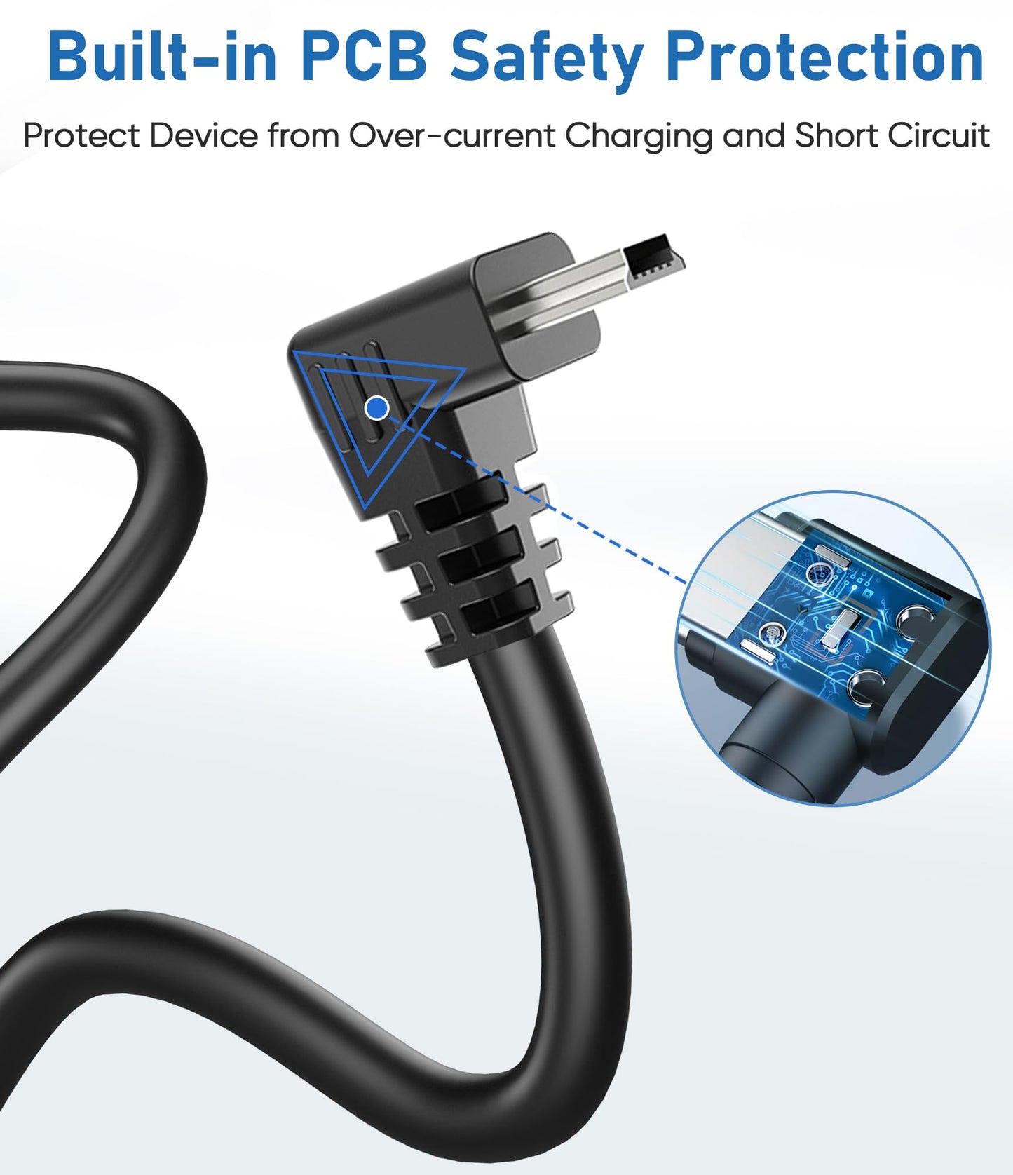 Gonifeto Charger Cable for Garmin GPS,(6Ft 18AWG) Thicker Shielded Mini USB Charging Cord,90 Degree GPS Replacement Power Adapter Wire for Garmin