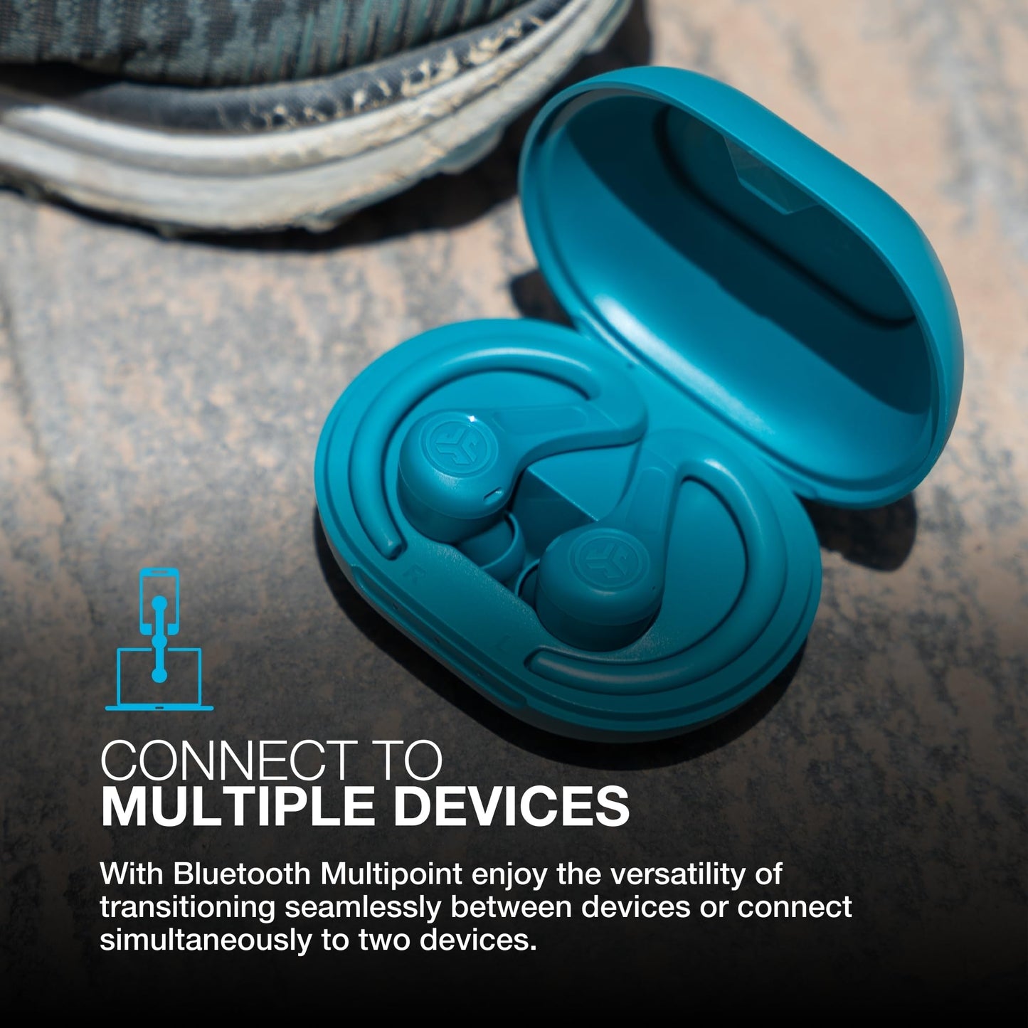 JLab, JBuds Sport ANC 4, True Wireless Earbuds, Active Noise Cancelling, Bluetooth, Multipoint Connect, Teal