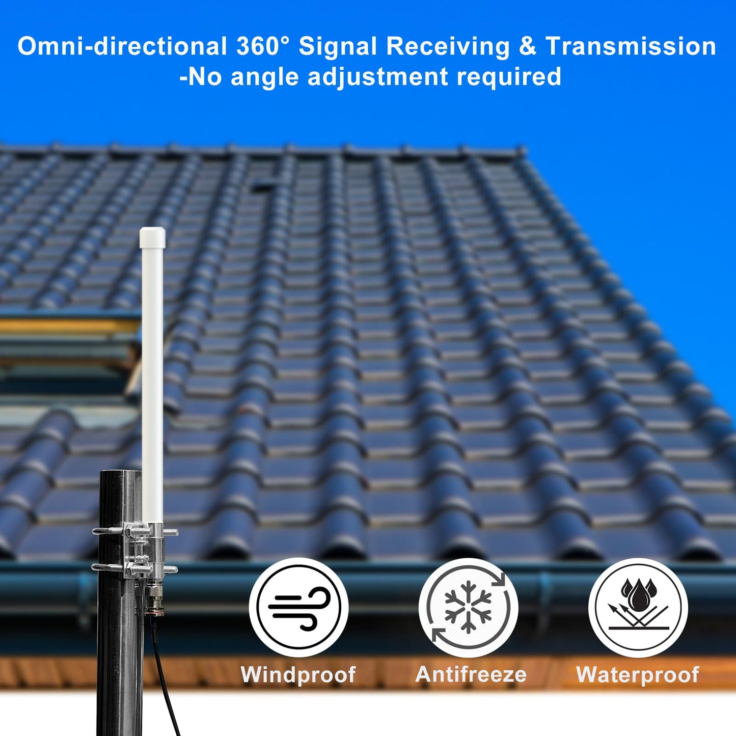 Waterproof 5.8dBi LoRa 915MHz Omni Directional Fiberglass Antenna with 20ft Low Loss Cable Connector for RAK Nebra Bobcat 300 SenseCAP M1 Hotspot HNT