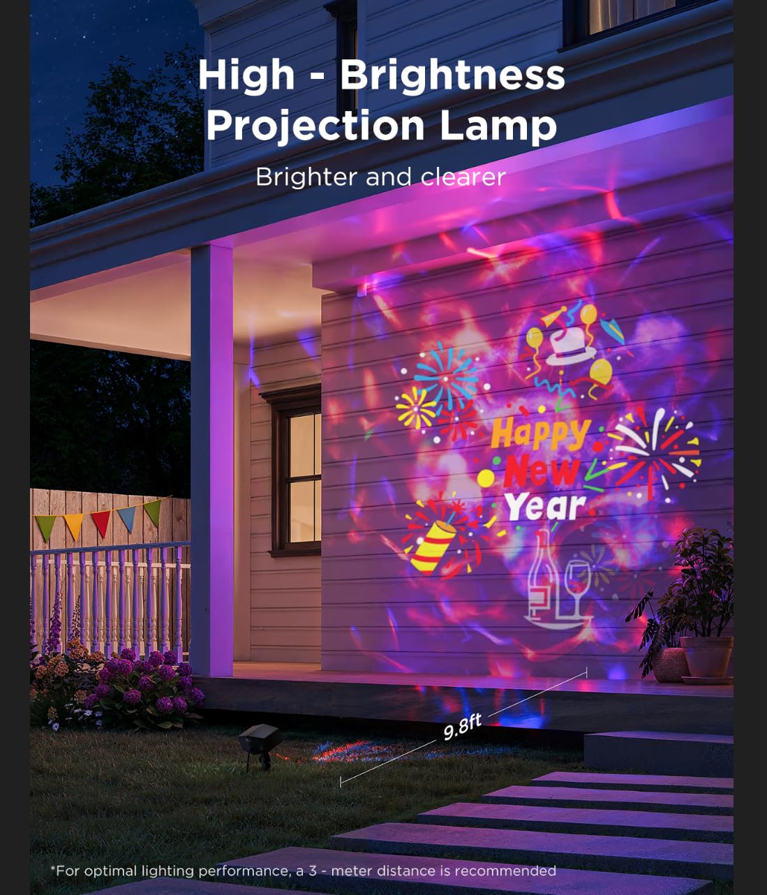 Govee Outdoor Decoration Projector Light, Upgraded LED Snowflake Projector, 180° Rotation, 20 HD Effects & 58 Scene Modes with App Control, IP67