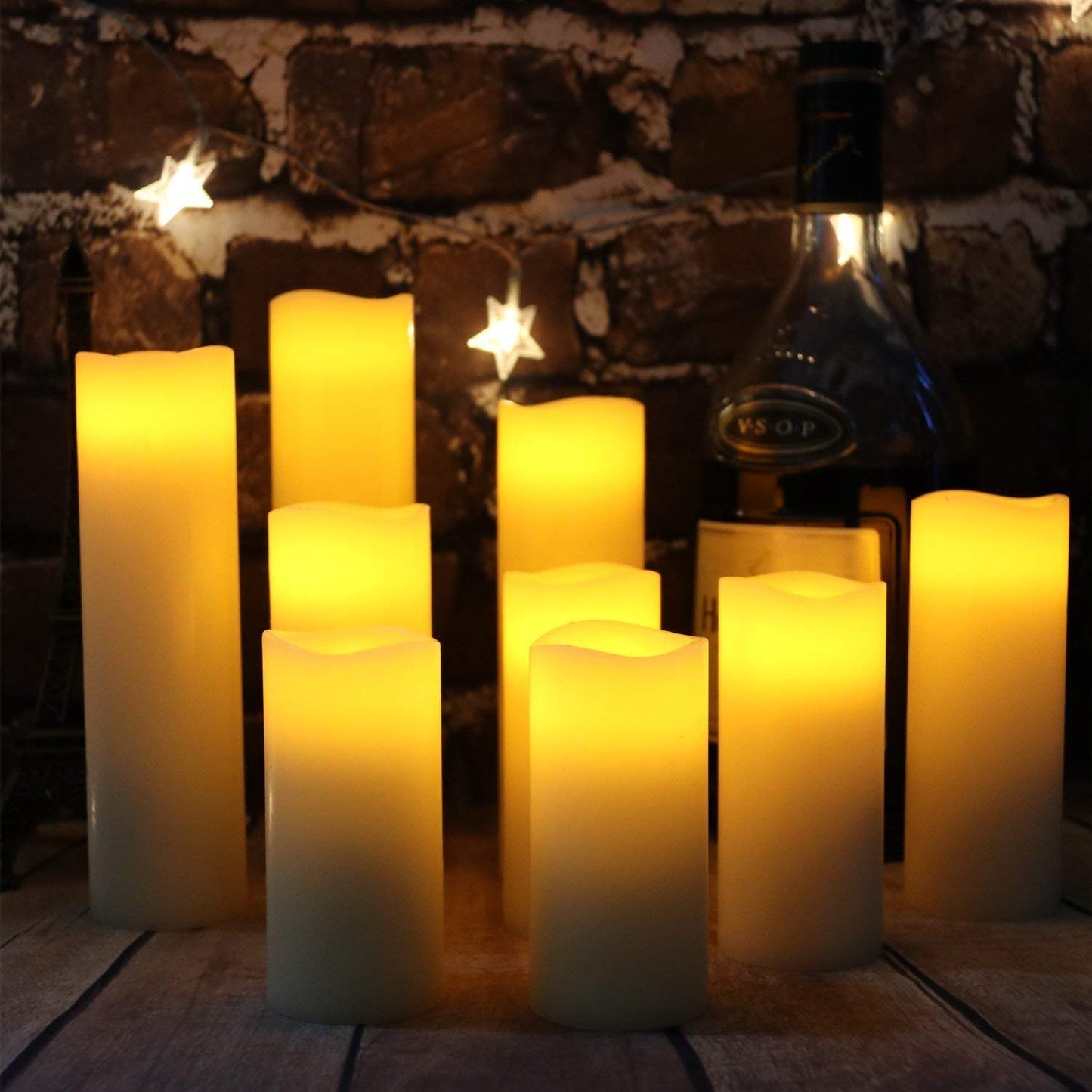 antizer Flameless Candles Led Candles Pack of 9 (H 4" 5" 6" 7" 8" 9" x D 2.2") Real Wax Battery Candles with Remote Timer for Home Fireplace Decor