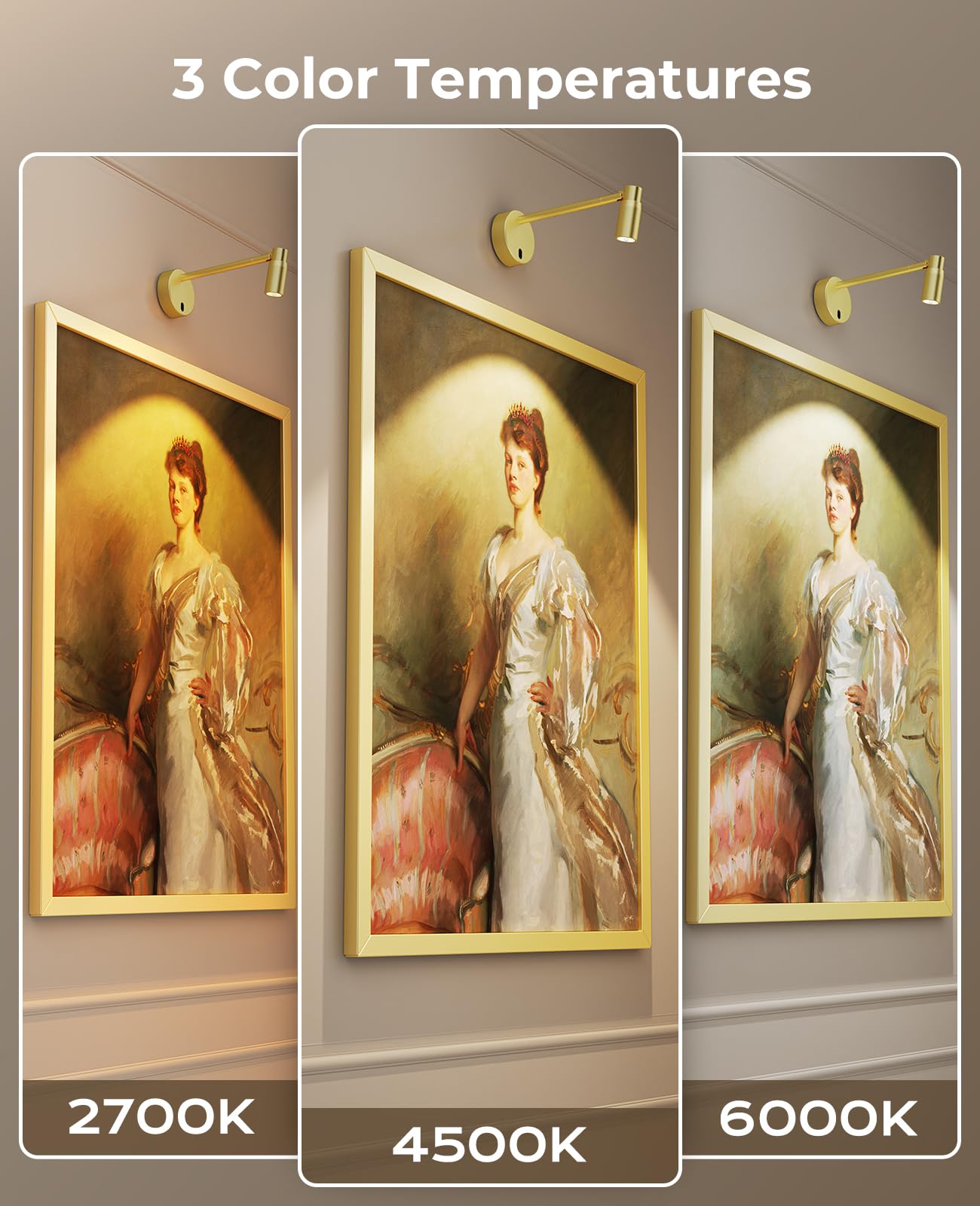 Zoomable Picture Light for Wall, Battery Operated Art Light for Paintings CCT Dimmable Spotlight for Wall Art Wall Light with Remote Control