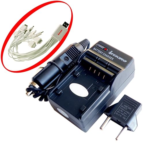 iTEKIRO AC Wall DC Car Battery Charger Kit for Sony HDR-CX150 HDR-CX150E HDR-CX150R HDR-CX155E HDR-CX155VE HDR-CX160 HDR-CX160B HDR-CX160E HDR-CX170