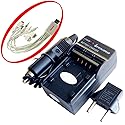 iTEKIRO AC Wall DC Car Battery Charger Kit for Canon EOS Digital Rebel EOS DS6041 EOS Kiss Digital FV10 FV100 + iTEKIRO 10-in-1 USB Charging Cable