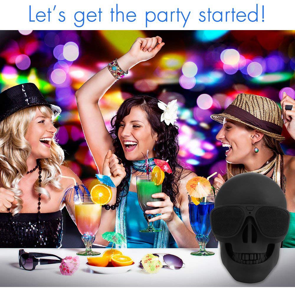 DORNLAT Skull Bluetooth Speakers, Portable Wireless Speaker Built-in Mic, Cool Creative Design Bass Stereo Speaker for Halloween, Party, Travel