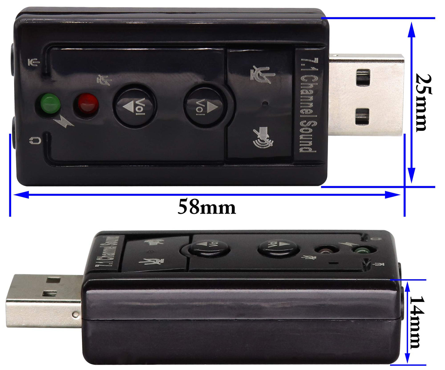 zdyCGTime Hi-Speed USB 2.0 7.1-Channel Virtual USB 3D Stereo Audio Adapter External Sound Card with 3.5 mm Audio and Microphone Ports, Internal
