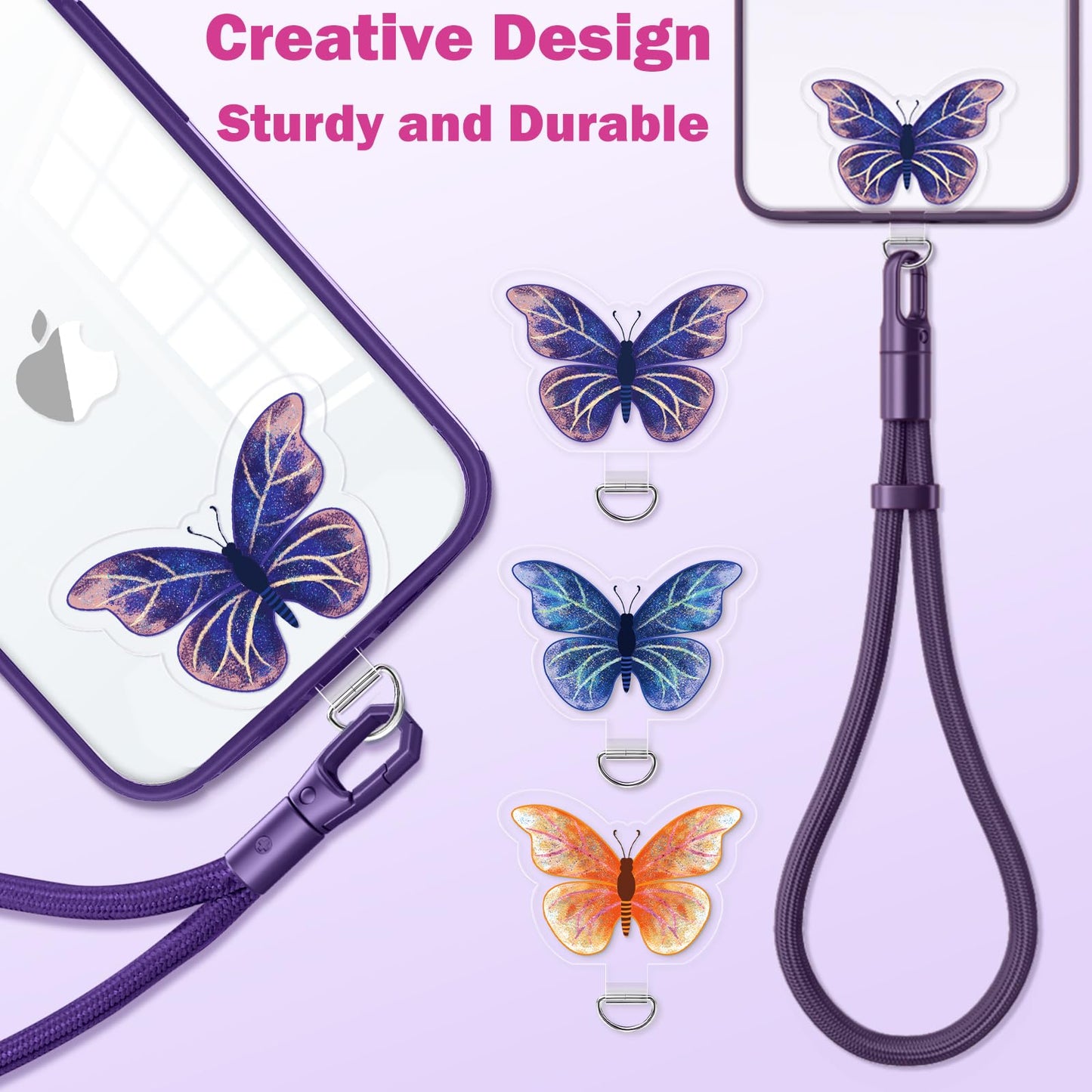 Casecond Phone Tether Tab 3 Pcs Universal Phone Lanyard Case Patch Without Adhesive with 1 Pc Spring Ring Phone Lanyard Replacement Part Pad for Cell