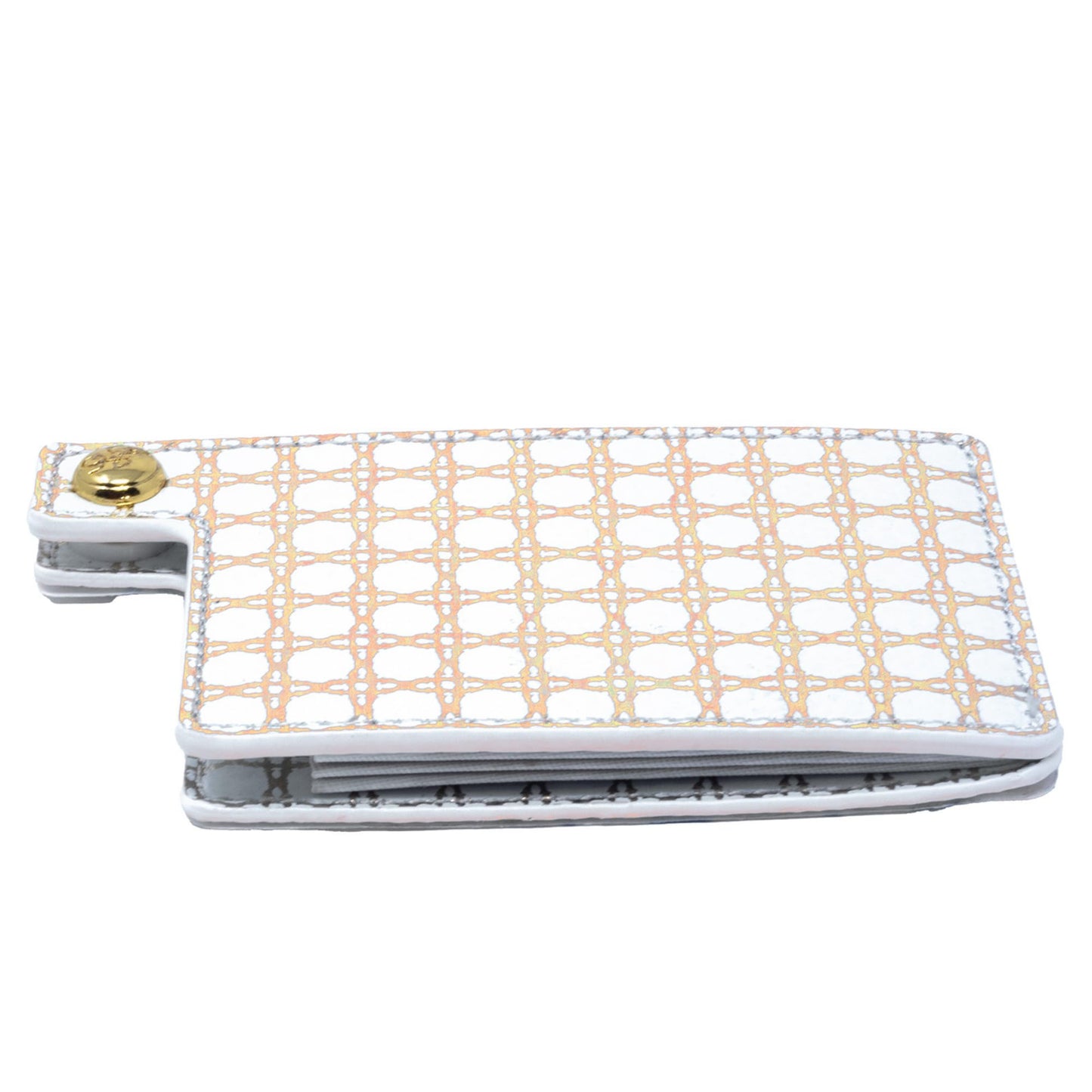 Lilly Pulitzer Phone Pocket, Card Holder for Phone Case with Button Snap for Credit Cards and ID, Gold Metallic Caning