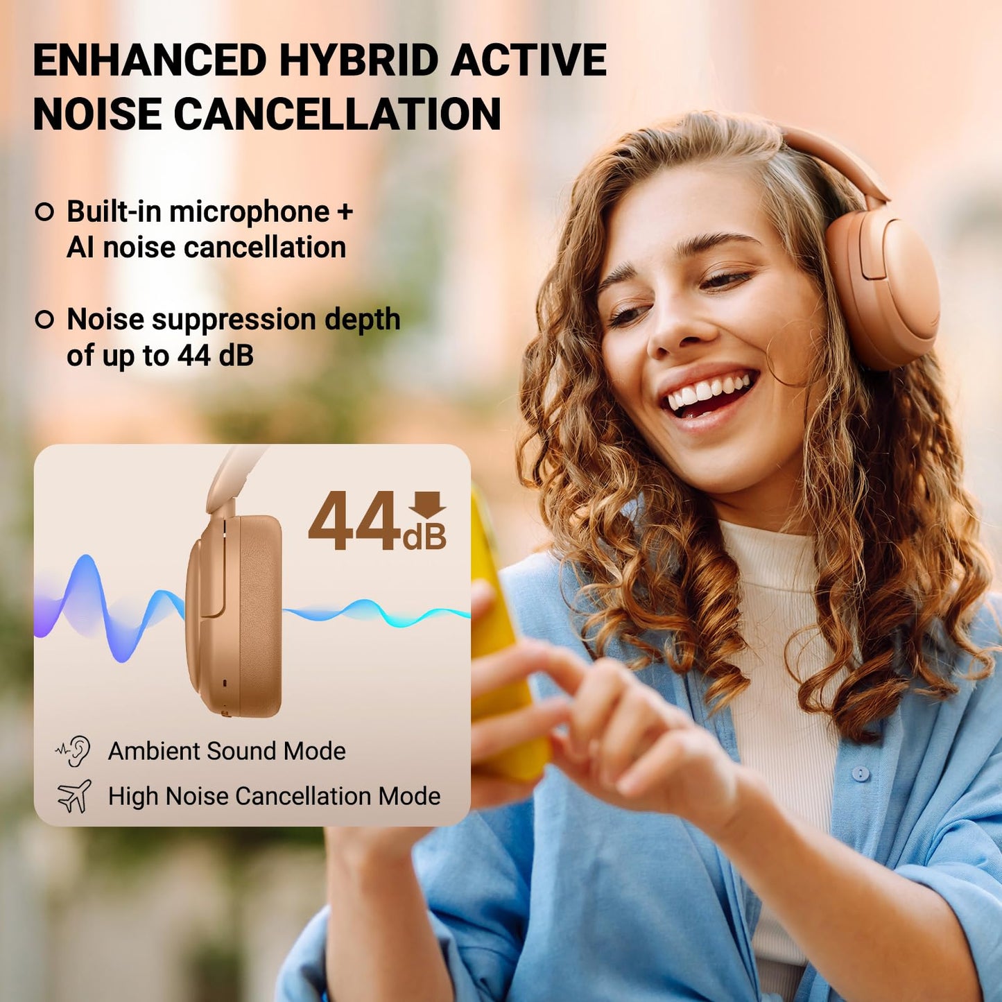 Edifier V80 Hybrid Active Noise Cancelling Headphones, True Wireless Over Ear Bluetooth Headset with 45H Playtime Hi-Res Audio Fast Charging…