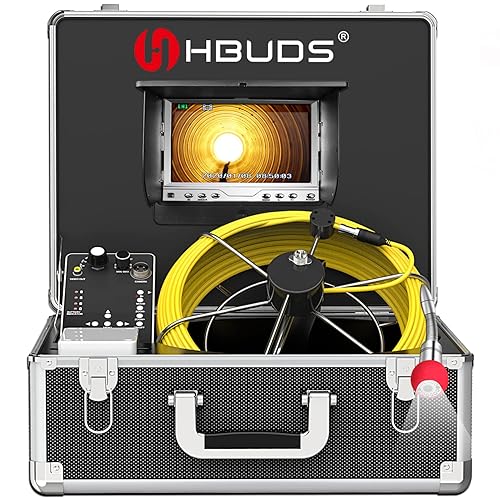 Pipe Pipeline Inspection Camera, Drain Sewer Industrial Endoscope HBUDS Waterproof IP68 Snake Video System with 7 Inch LCD Monitor 1000TVL Camera